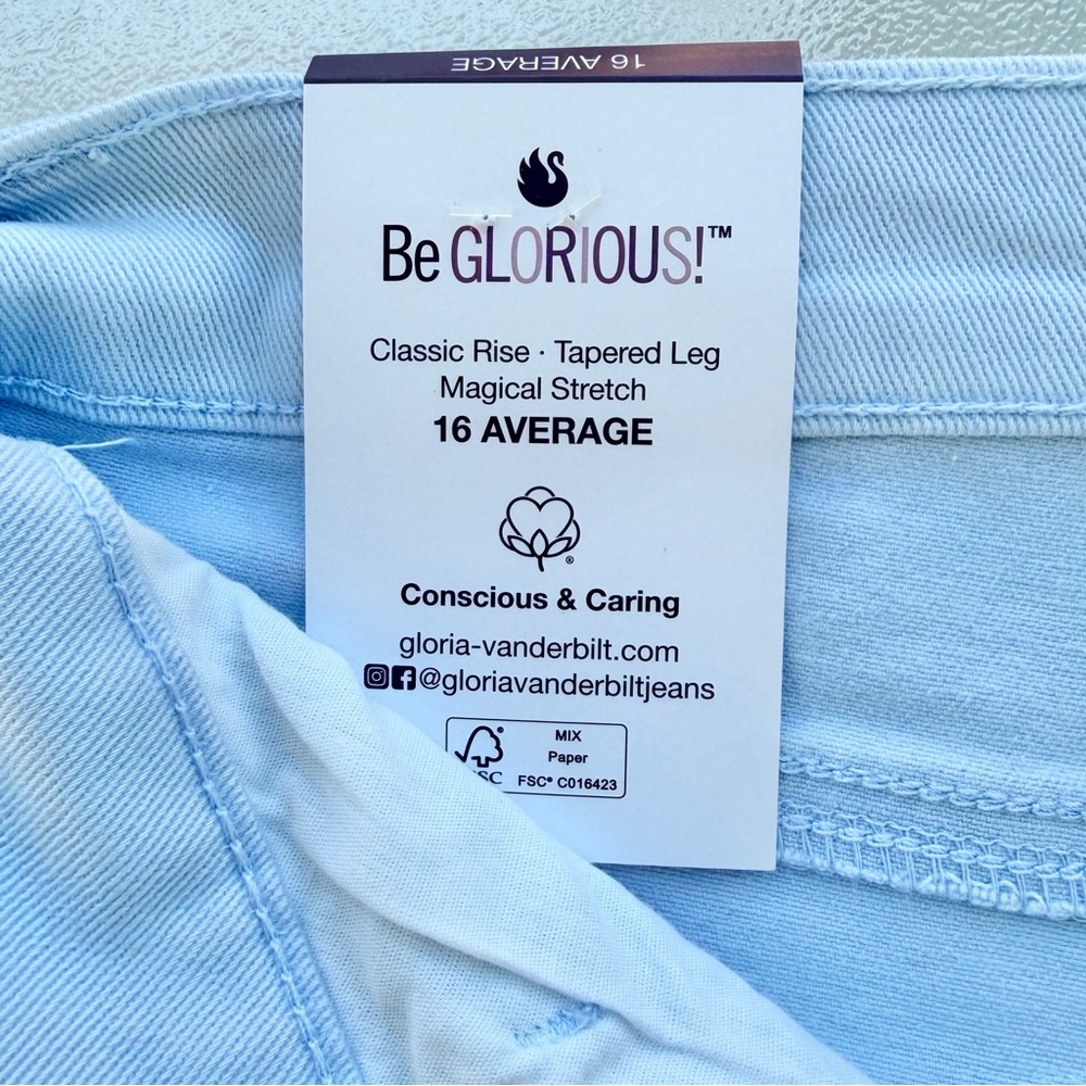 Gloria Vanderbilt Amanda Blue Breeze Tapered Leg Stretch Jeans ~ Women’s 16 - Picture 7 of 10